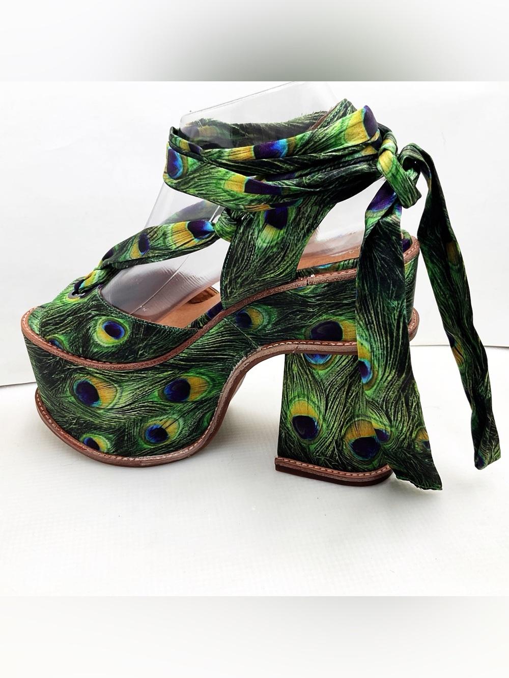 {Jeffrey Campbell} Landers Peacock Strappy Platform Heels - Picture 11 of 16